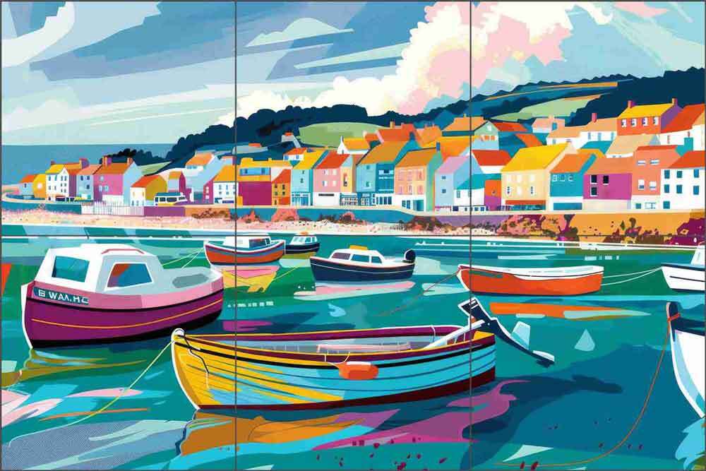 Boat Harbor Tile Backsplash Lazar Studio Nautical Art Ceramic Mural OB-LAZ421-4