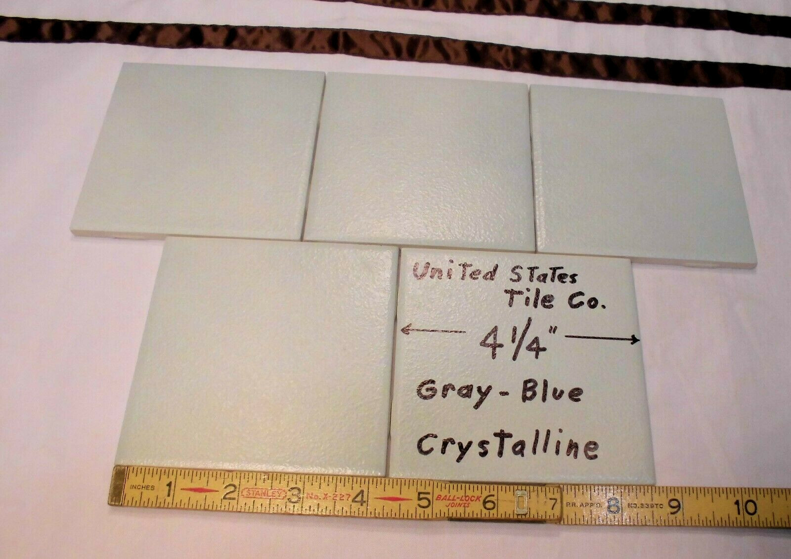 5 pcs. *Gray-Blue* Ceramic Tiles 4-1/4″ Crystal Glazed – Prestige, New Stock