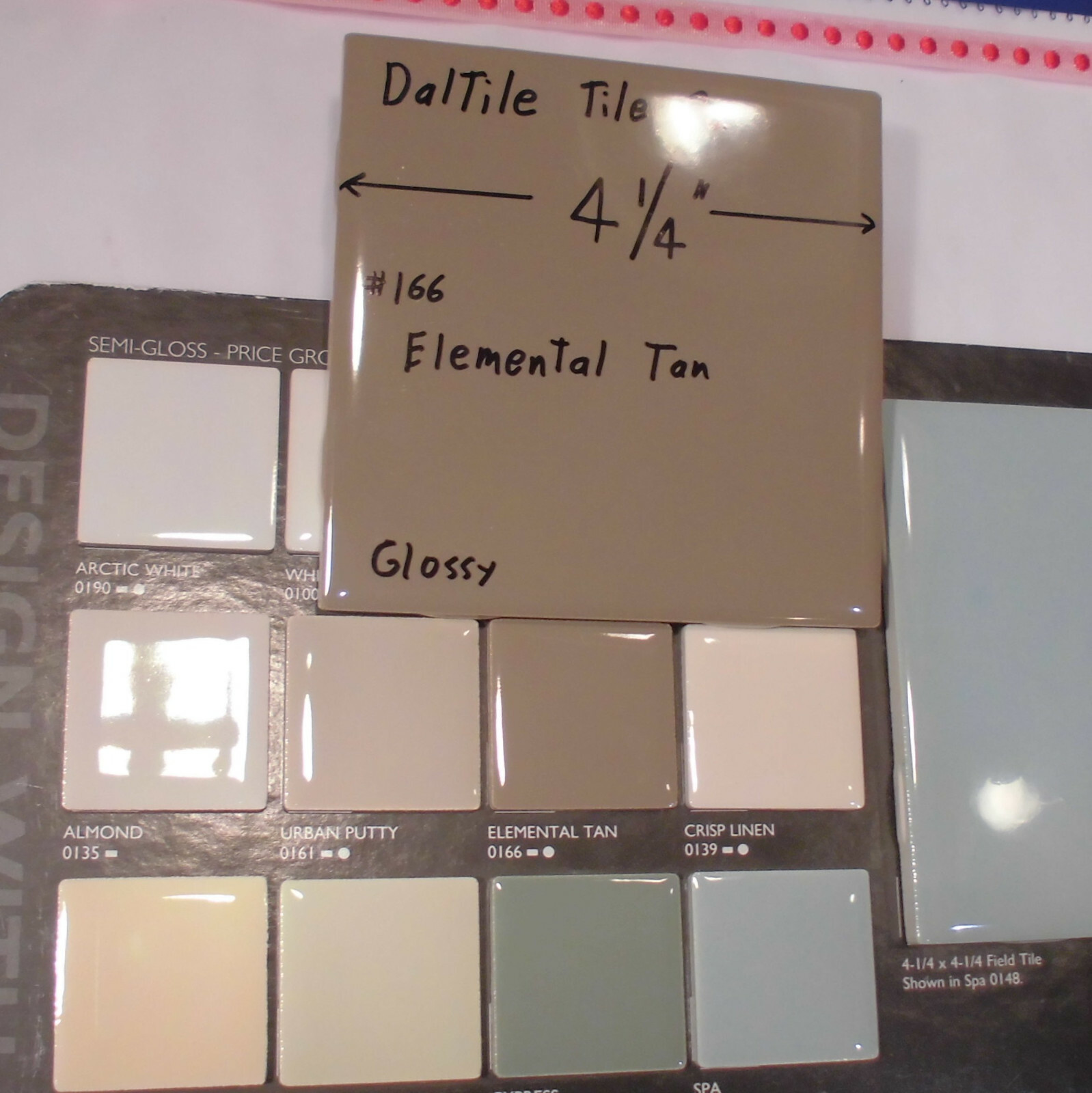 1 pc. Elemental Tan: Glossy Ceramic Tile by Daltile; 4-1/4″ Light Brown NEW