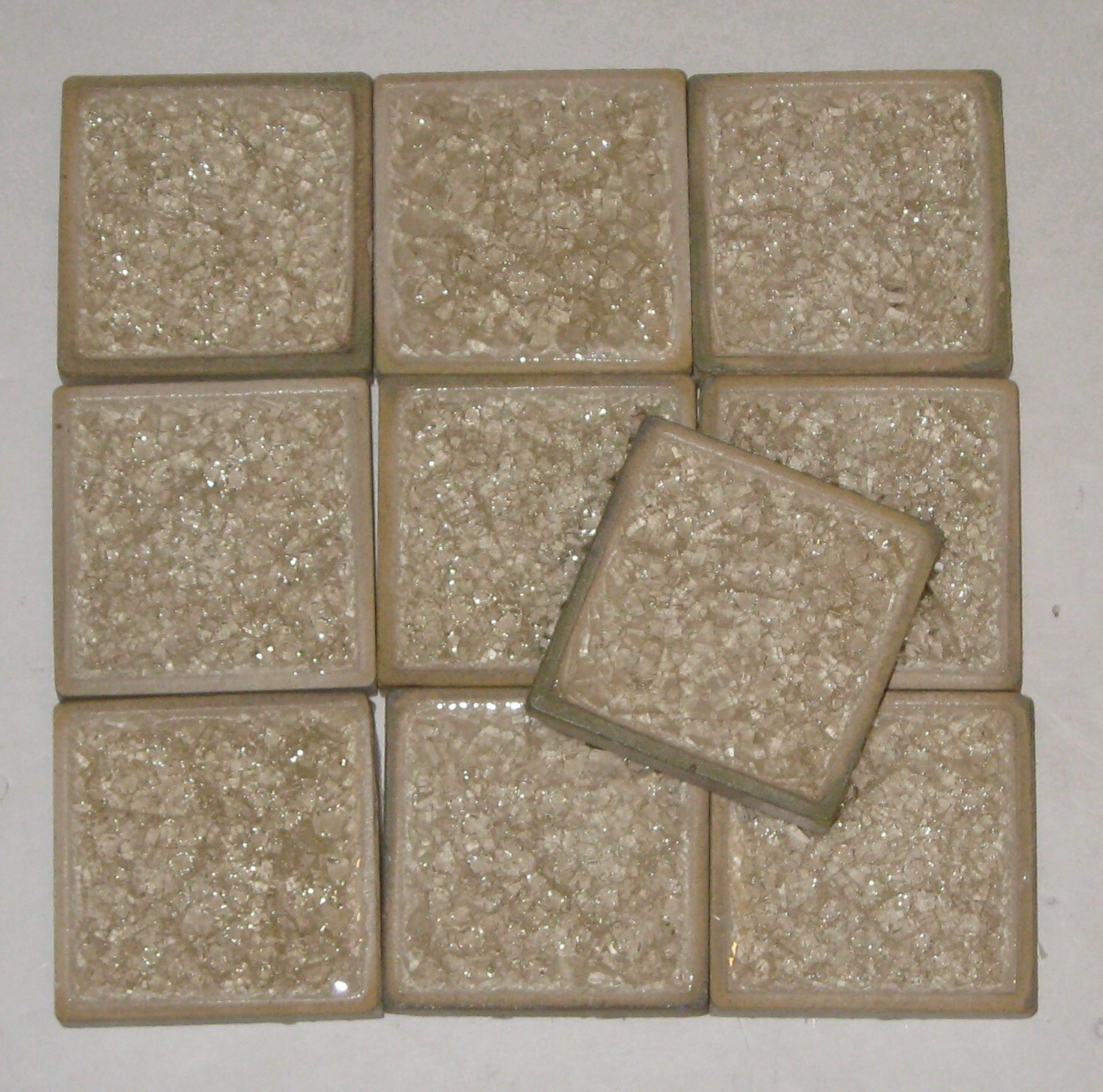 2″x2″ Crackle Glass Tile Deco Insert Accent Wall Tile – Acorn – Lot of 10 pcs
