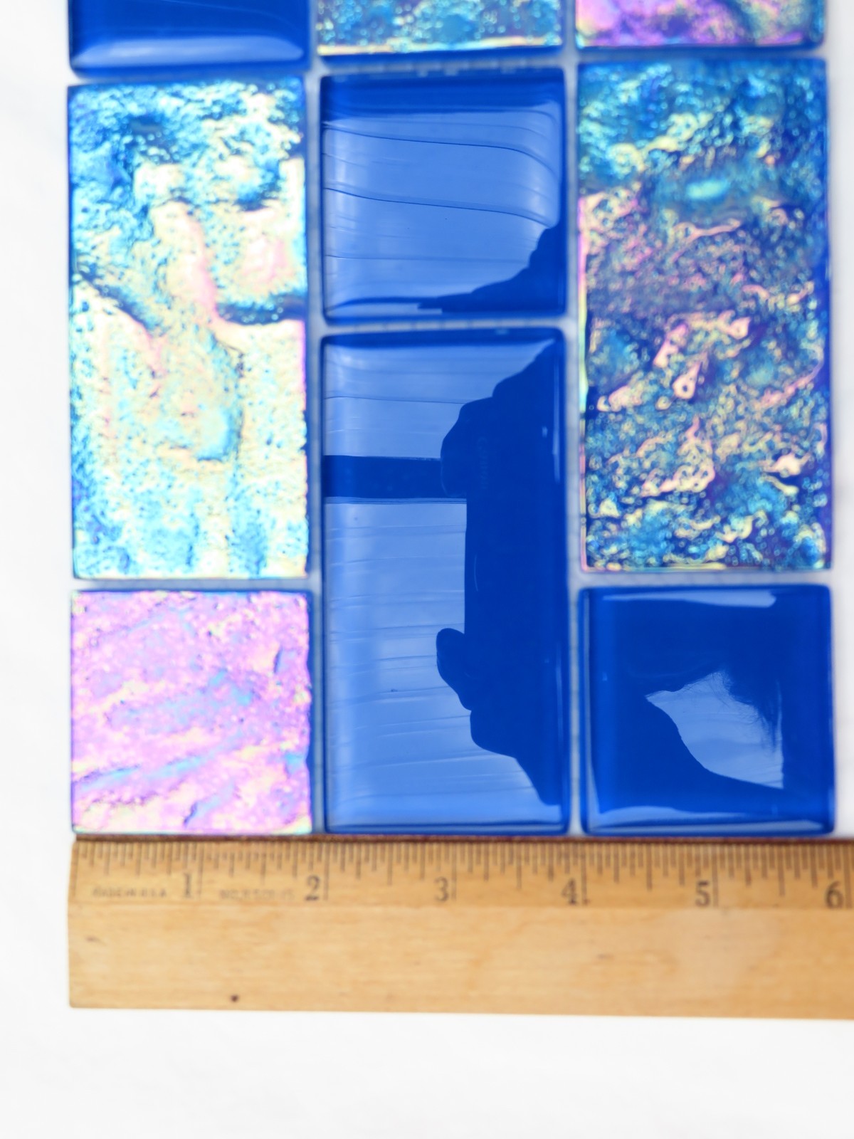 Tiles Iridescent Glass Weatherproof Sheet of 12″ x 6″ Wavy & Smooth Unused Blue