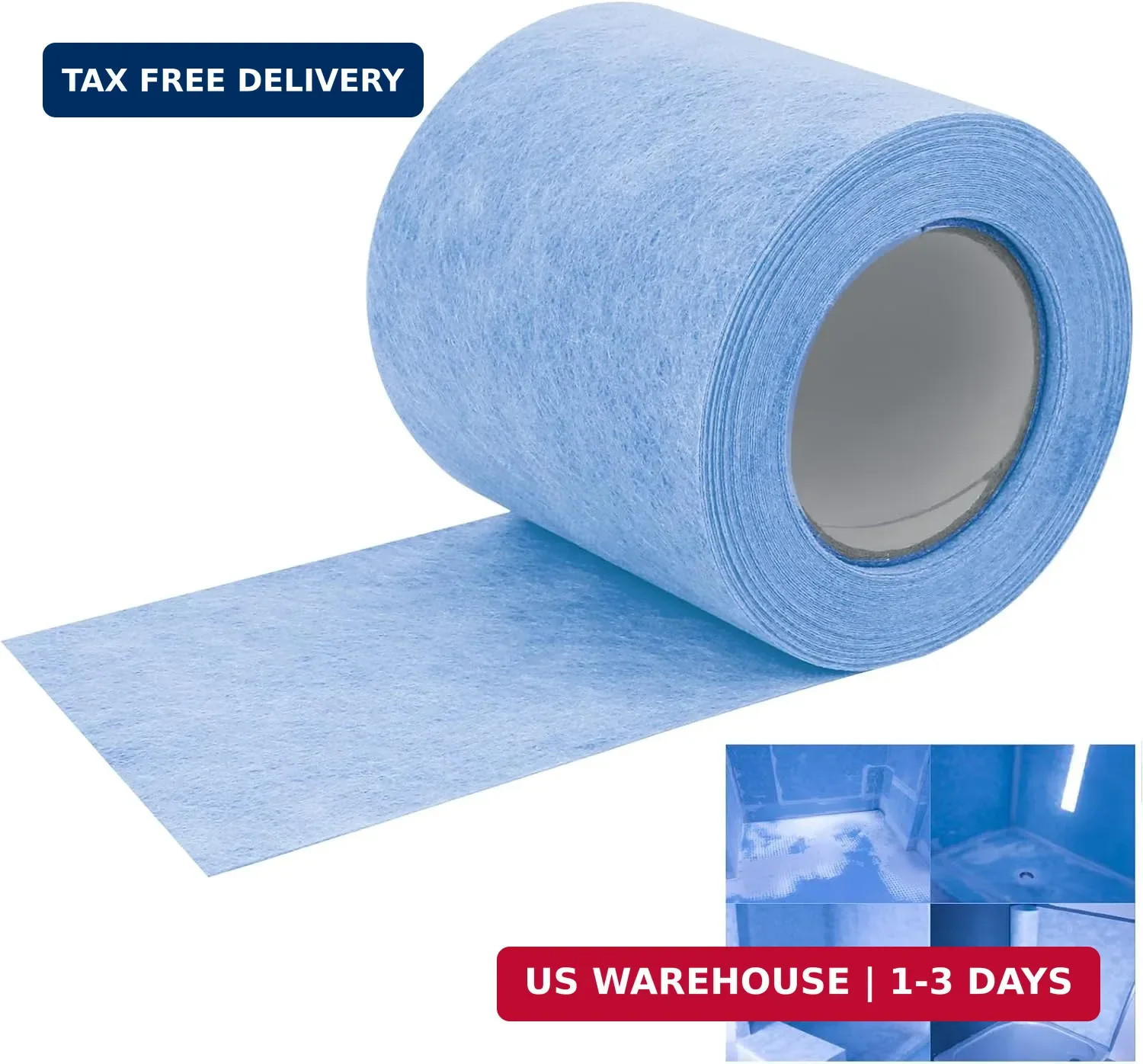 Shower Waterproofing Membrane Roll, 5 in x 50 Ft, 21 Sq Ft, 20 Mil | Blue HDPE r