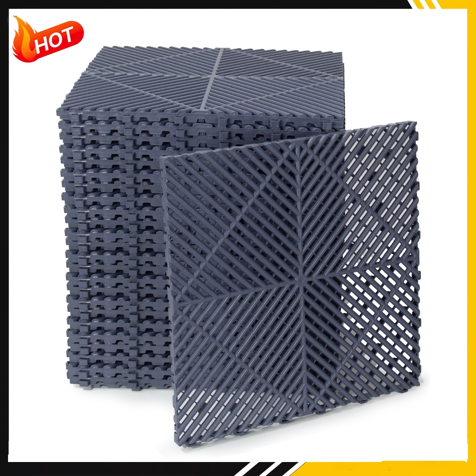 25Pcs Vented Water Drainage Interlocking Garage Floor Tiles 15.75” x 15.75”