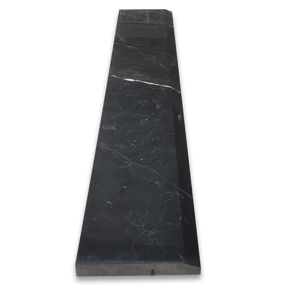 N0BH Nero Marquina Black Marble 6×36 Saddle Threshold Beveled Tile Honed