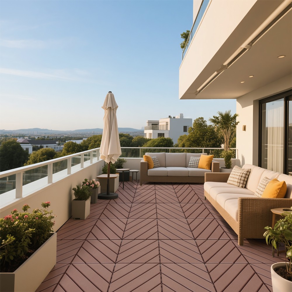 44x Plastic Interlocking Decking Tiles 12×12 Inches Backyard Pool Decking Tiles