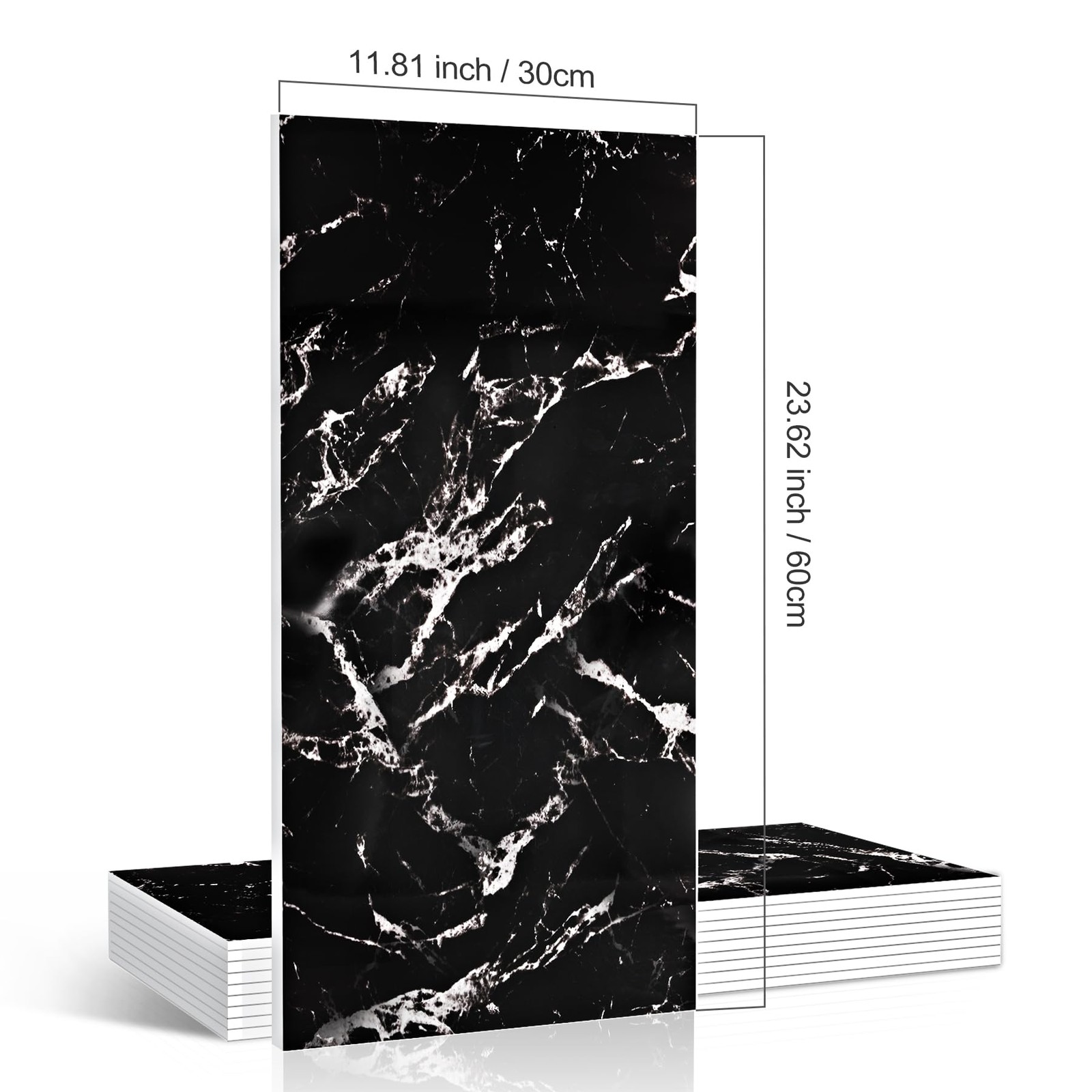Peel and Stick Marble Look Wall Tiles – 10 Pieces 23.6×11.8in (19.4 Sq.Ft Cov…