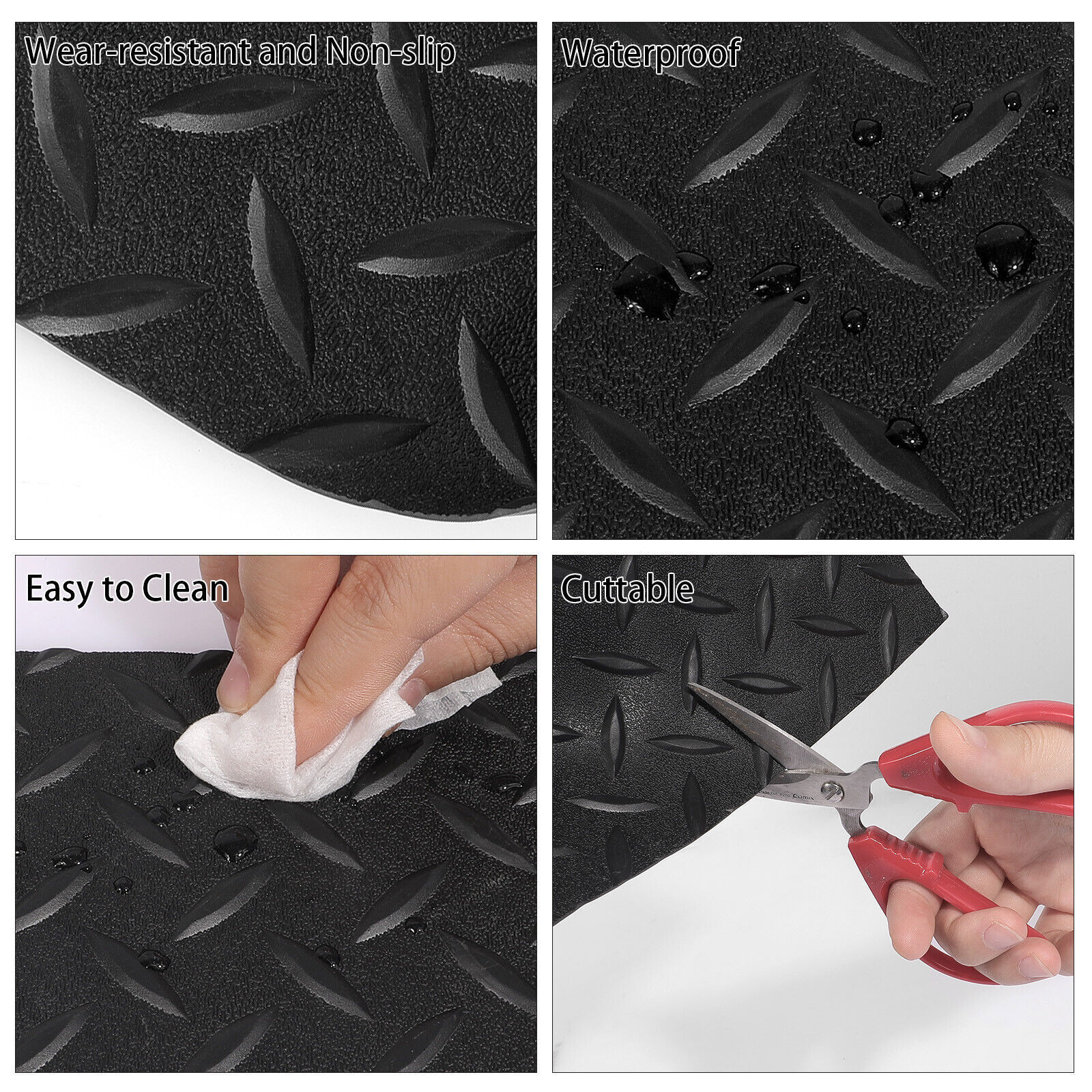 Black Garage Gym Floor Mat Roll PVC Vinyl Cart Truck Flooring Protector Non-Slip