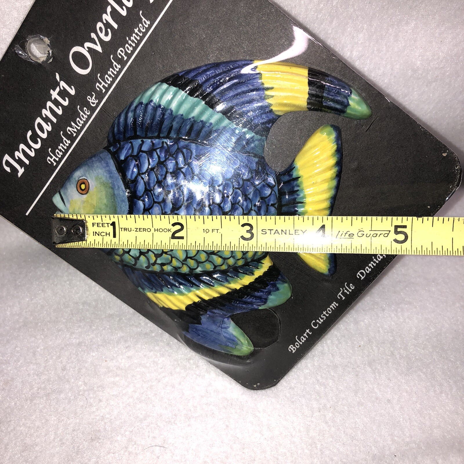 Bolart Custom Tile Tropical Fish Hand Made Hand Painted Set Of 6 Incanti Overlay