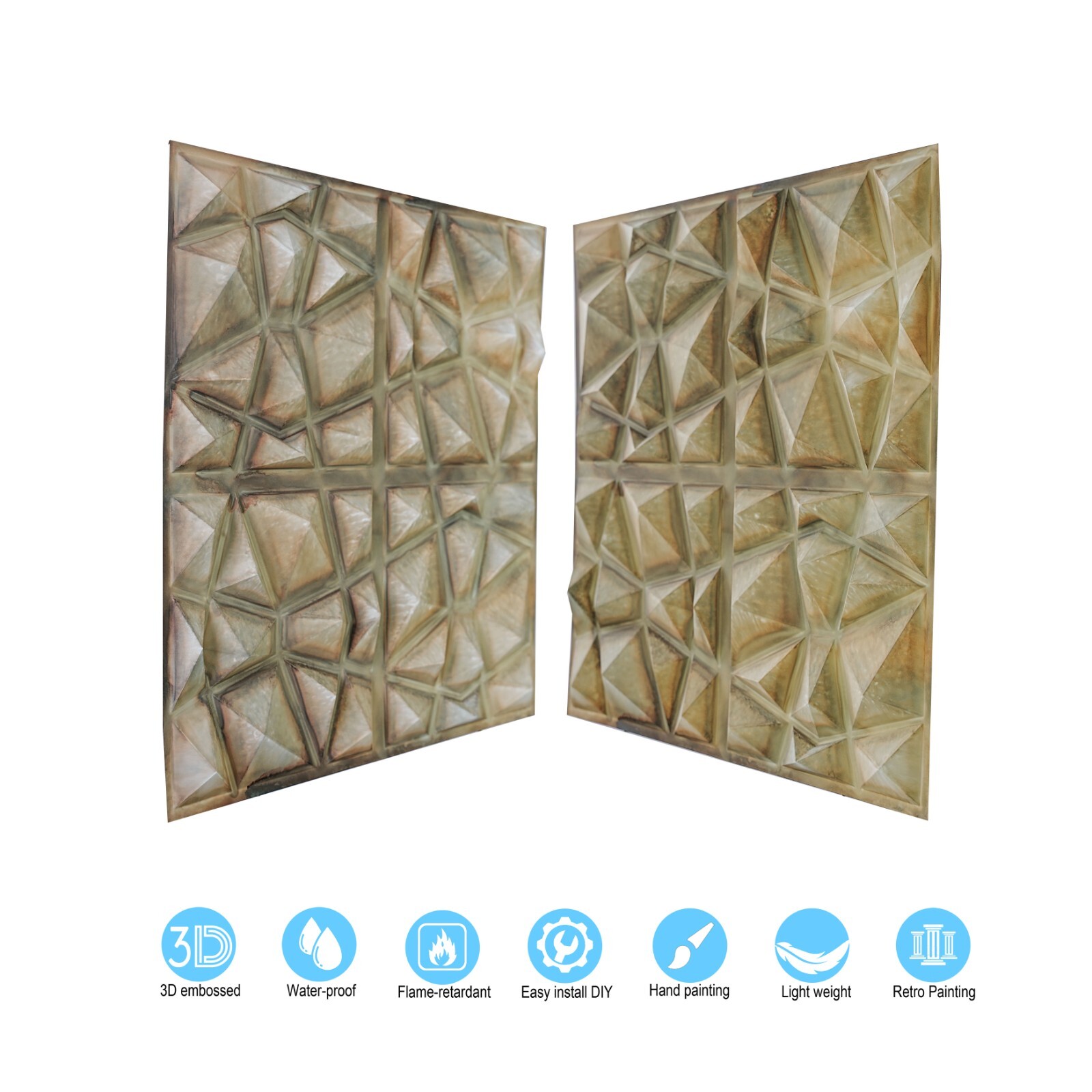 Decorative Fancy Tiles Aged Artwork Panels PLM101 Washed brown 10pcs PAINTSDECOR