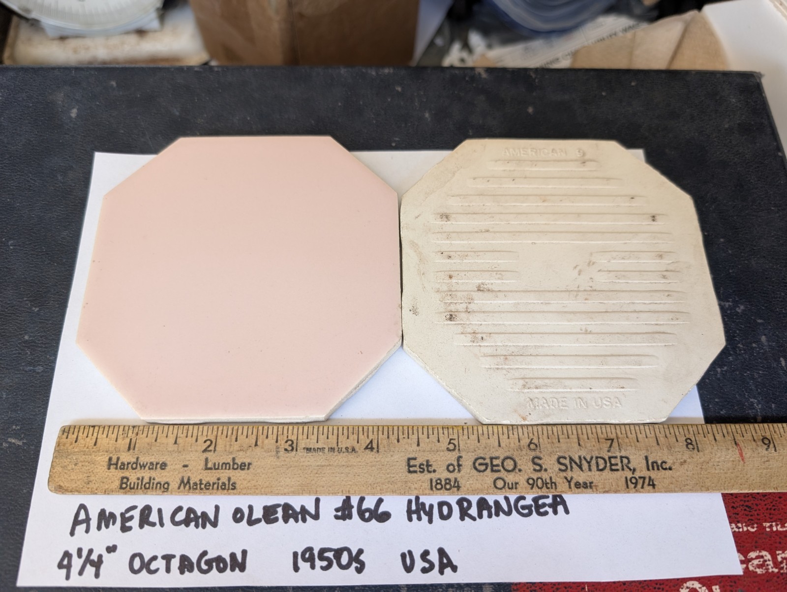 2 pcs American Olean Vintage Ceramic Tile 4-1/4″ Octagon #66 HYDRANGEA MATTE