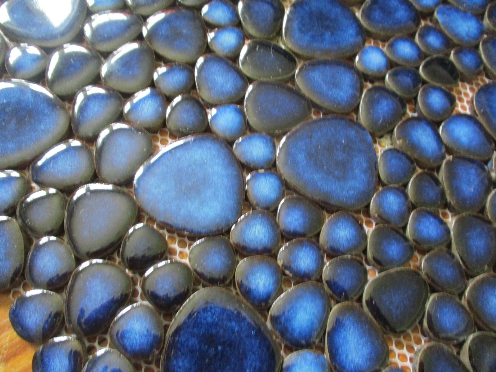 Cobalt Blue Pebble Porcelain Tile Shower Floor Bathroom Wall Mosaic 2 Sheet Set