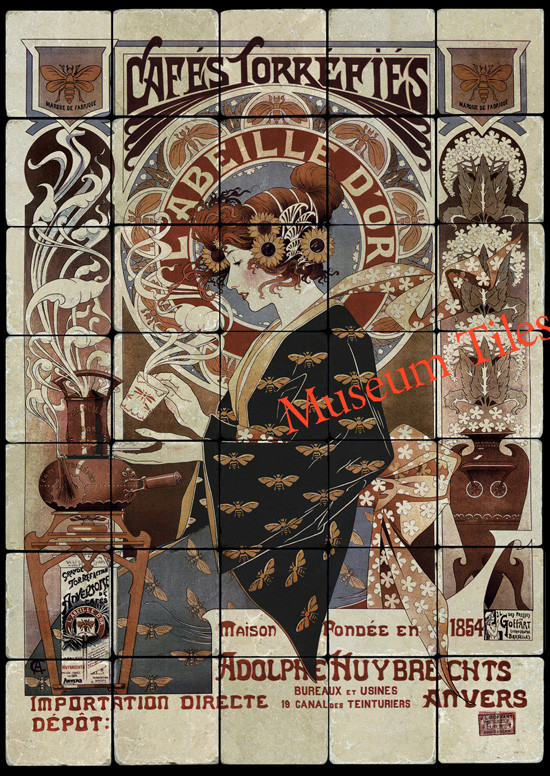 20×28 Labeille D’Or Cafes Torrésfiés Art Mural Tile for Bars , Cafe Restaurant