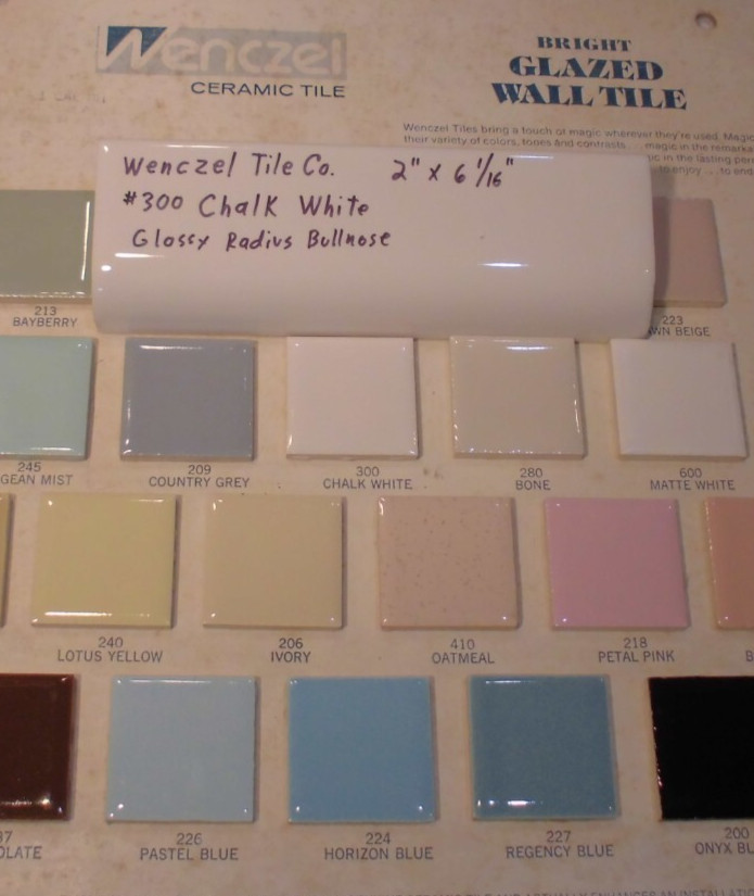 1 pc. Chark White: Glossy Ceramic Bullnose Tile by Wenczel 2″ X 6-1/16″ Mud-Cap