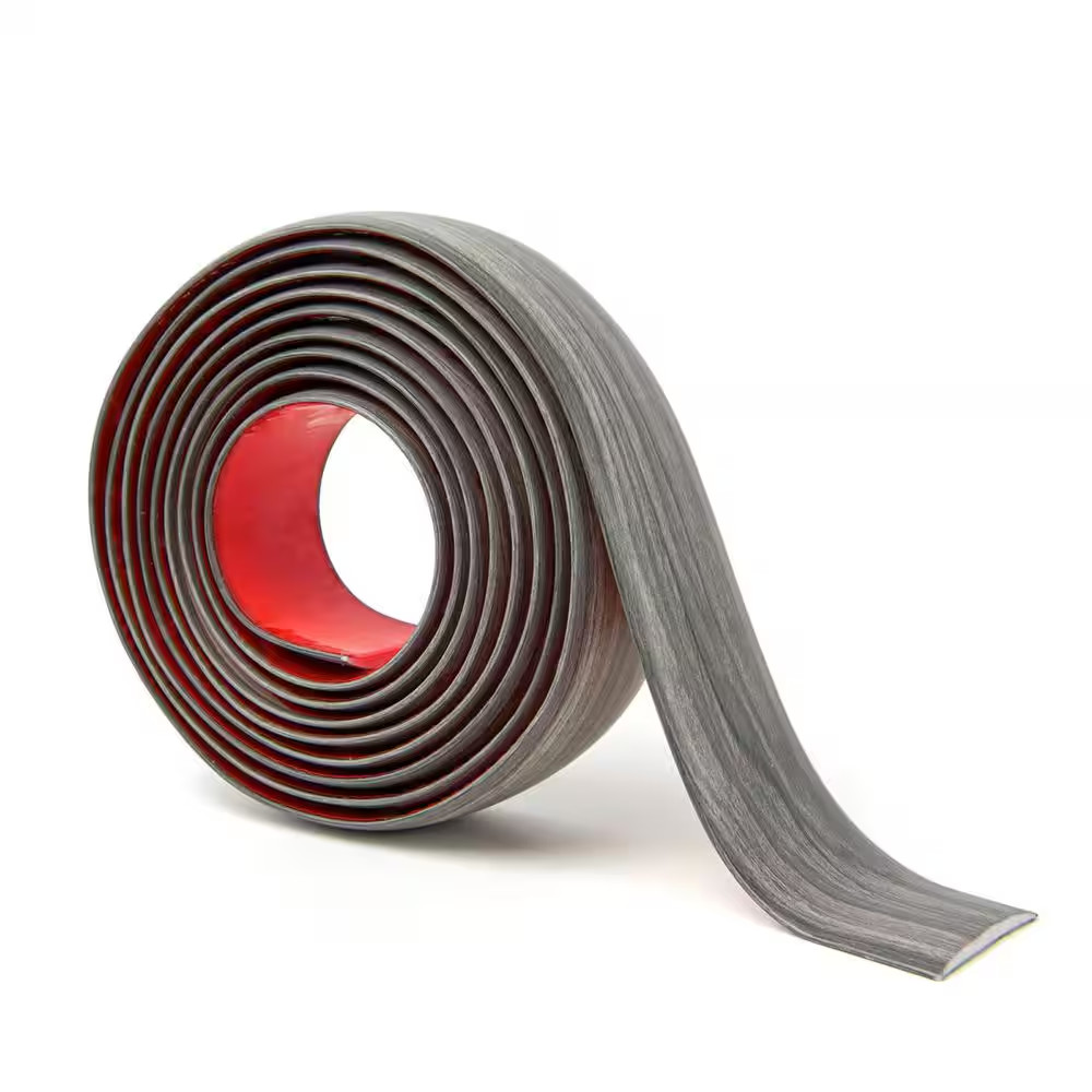 Gray 1.57 in. x 120 in. Self Adhesive Vinyl Transition Strip for Joining Floor