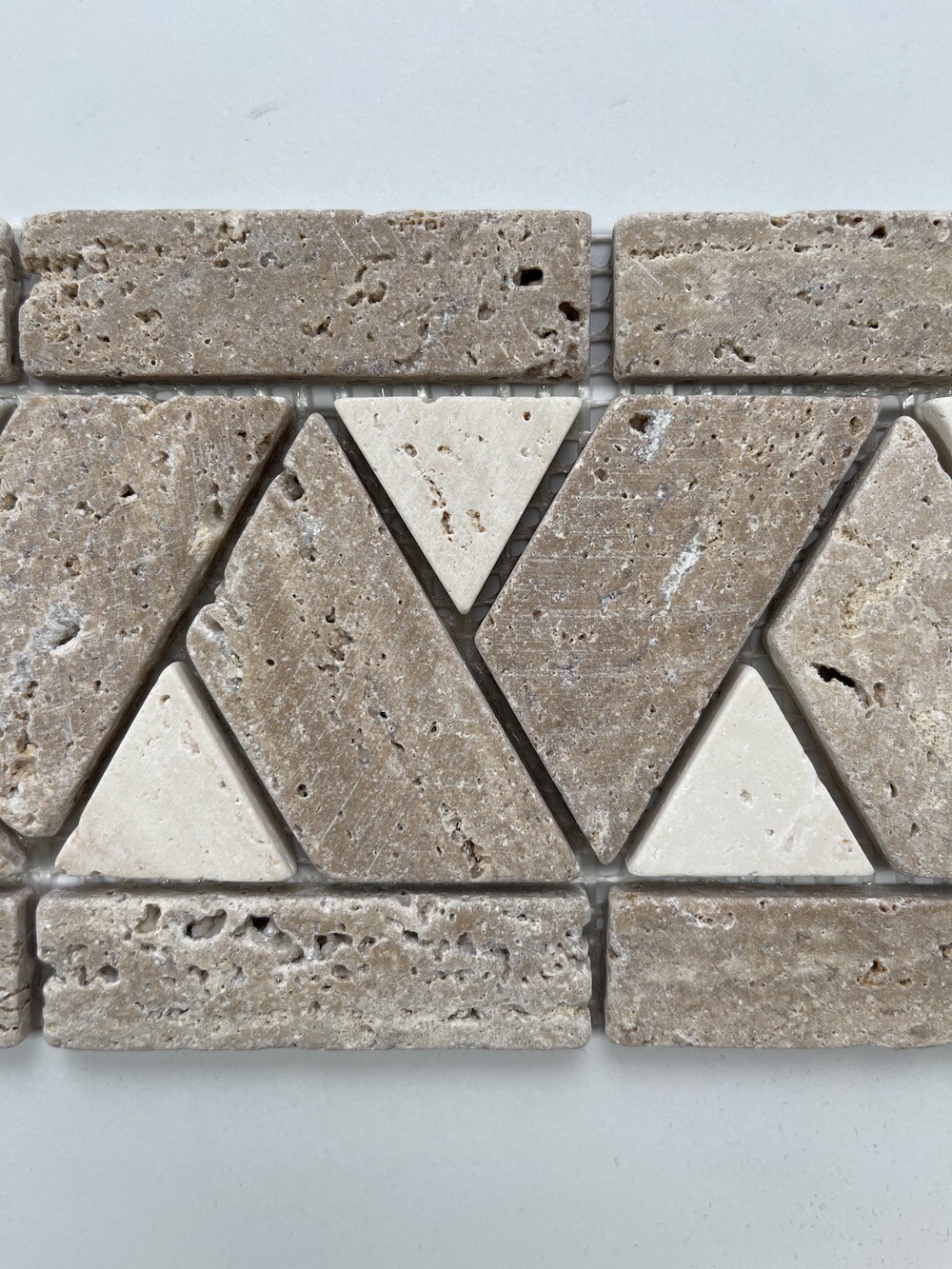 B0094T Marble Mosaic Border Accent Listello Tile Piza Tan 4.1×11.3 Tumbled
