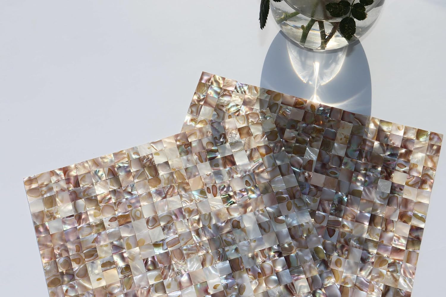 Vibrant Peel and Stick Mother of Pearl Backsplash Tiles – 10 Sheets