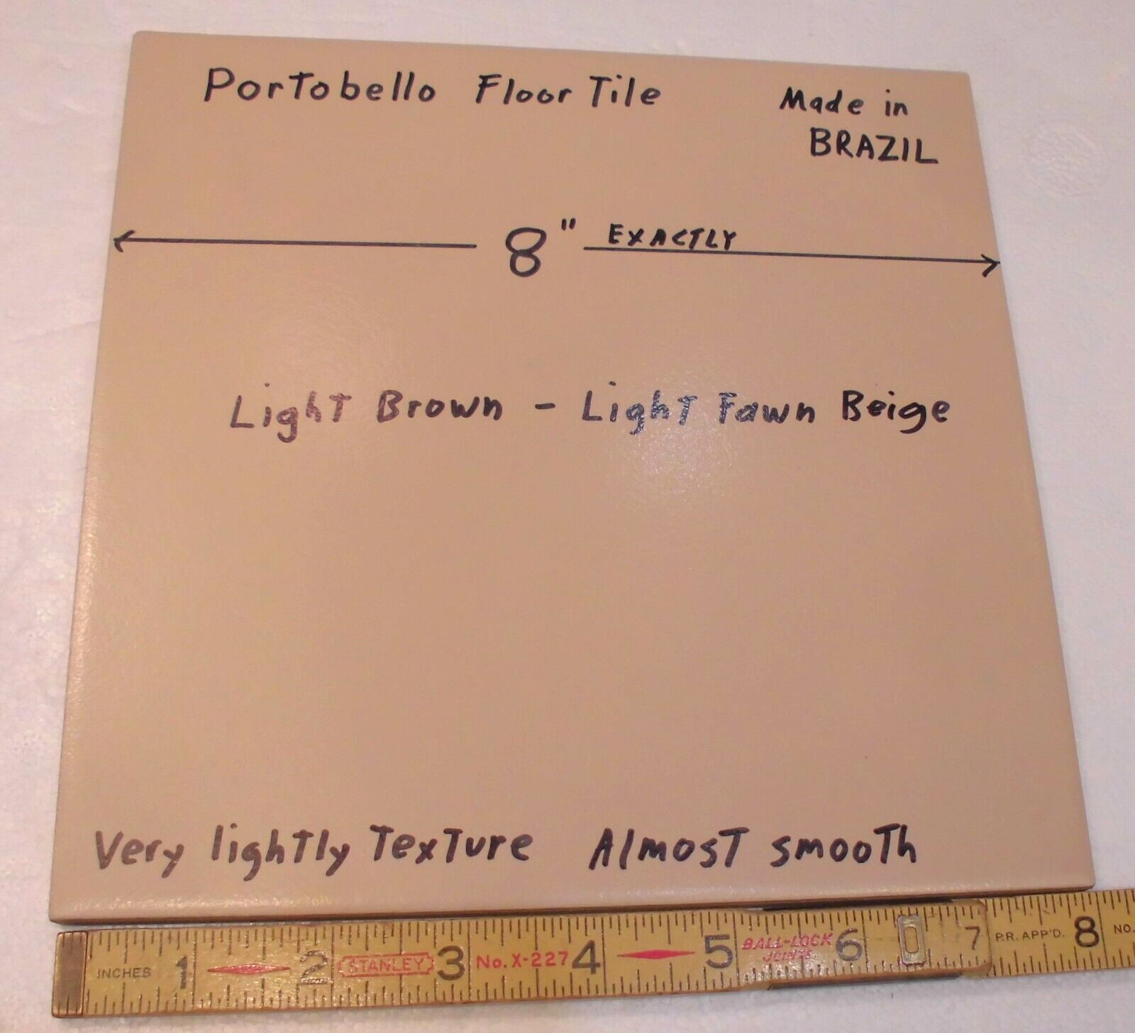 1 pc. Light Brown – Light Fawn Beige: Floor Tile 8″ X 8″ Smooth Matte Finish