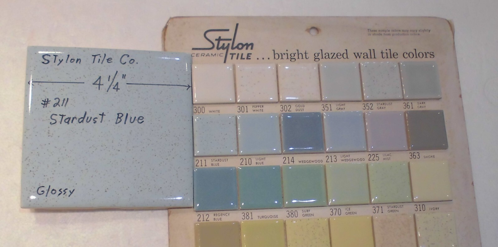 1 pc. Stardust Blue: 4-1/4″ Glossy Speckled Ceramic Tile by Stylon, Clean, Used