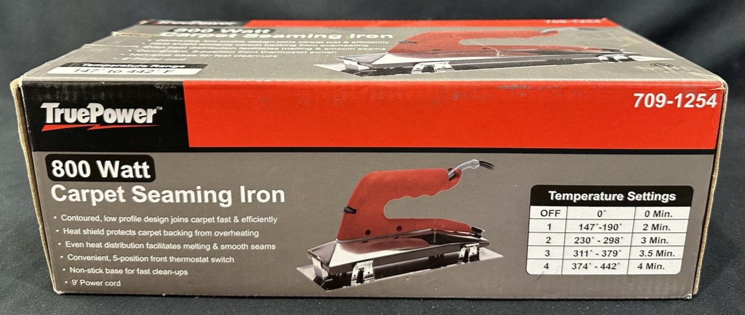 True Power 709-1254 Carpet Seaming Iron 10″ 800 Watt 5 Position Heat Setting