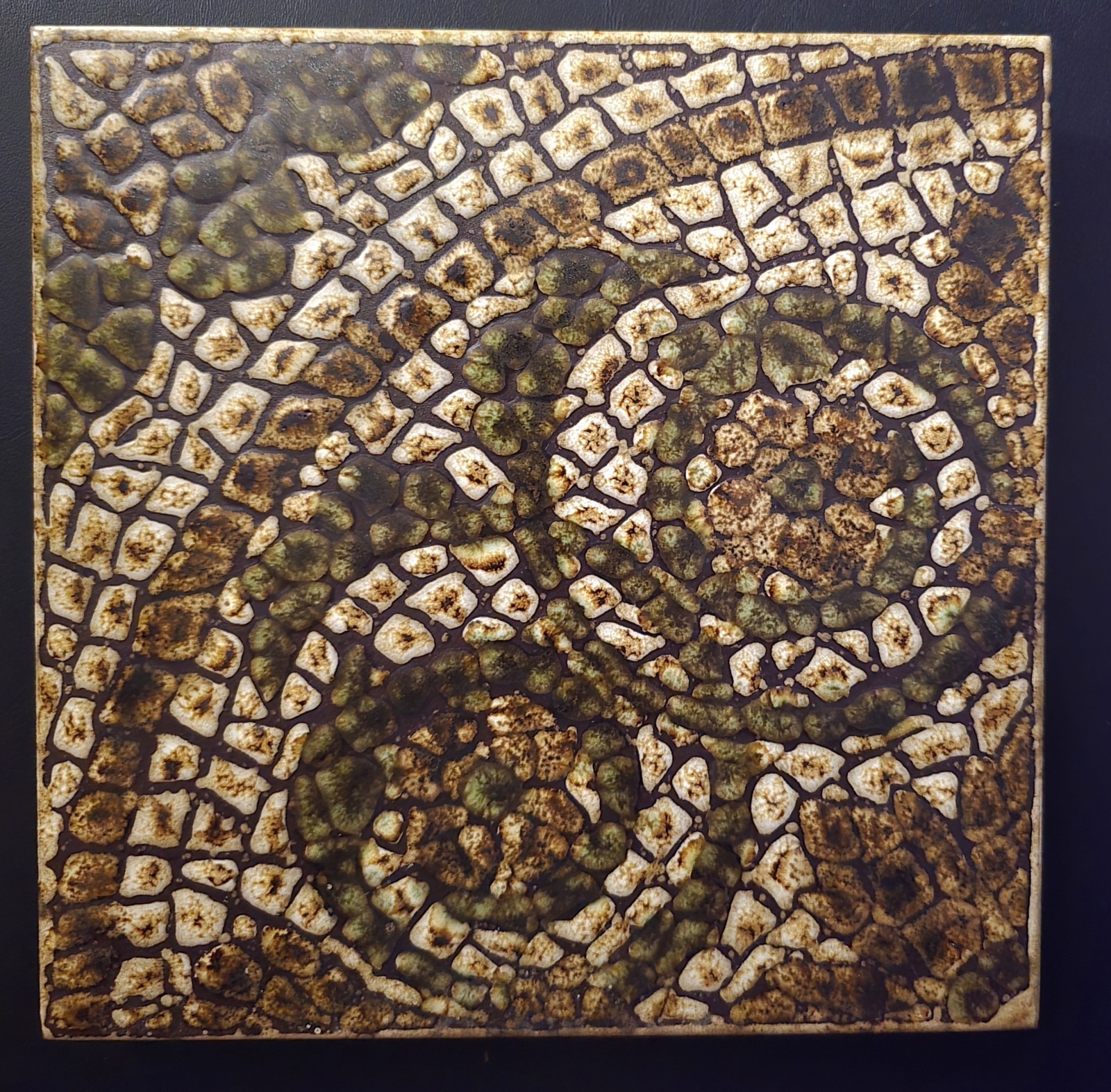 Vtg 1977 Clay Italian Floor Tiles Avocado Olive Green Mediterranean Mosaic Look.