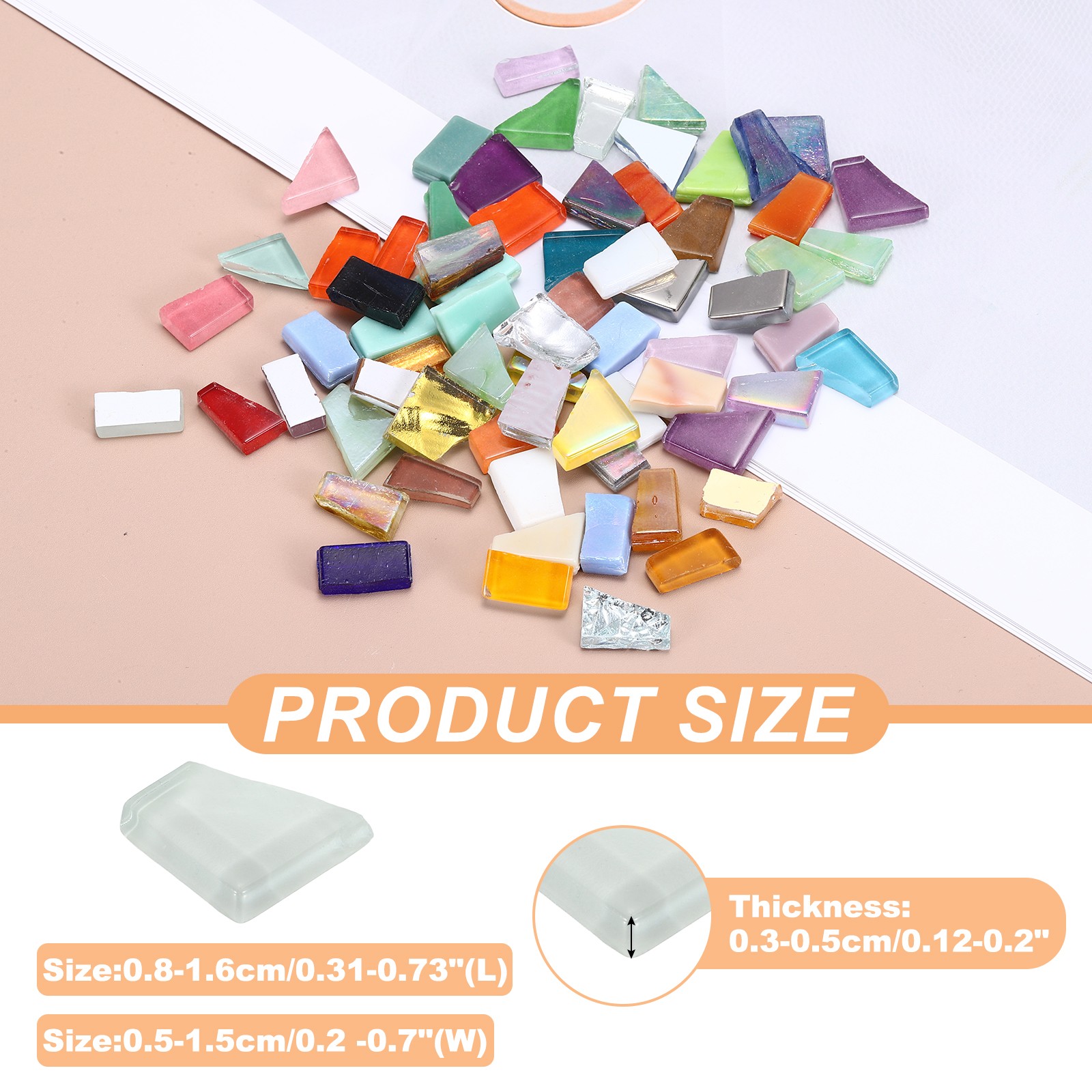 Irregular Glass Mosaic Tiles, 300G/0.7LB Stained Glass Sheets, White Series