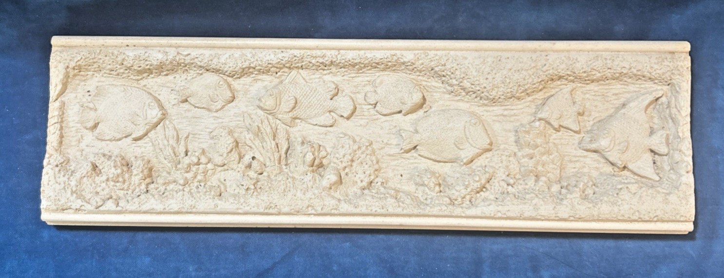 Ceramic Plaster? Dimensional Swimming Fish Tile 13″ x 4″ x 1/2″