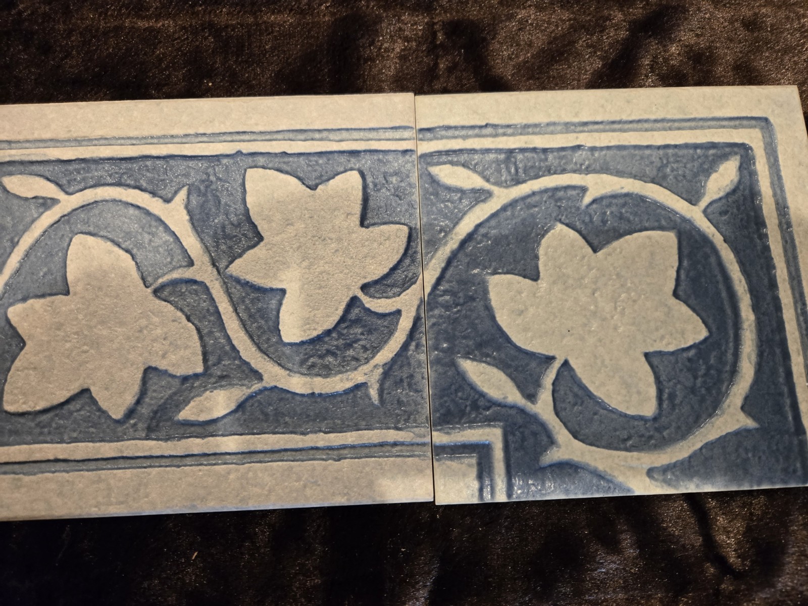 Refin Italian Grade 5 floor tile porcelain Borders Blue Beige Scrolling Leaf
