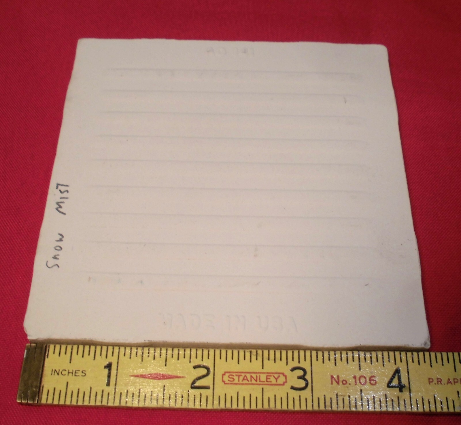 1 pc. Snow Mist: 4-1/4″ Matte White Ceramic Tile: American Olean, 1950’s-80’s