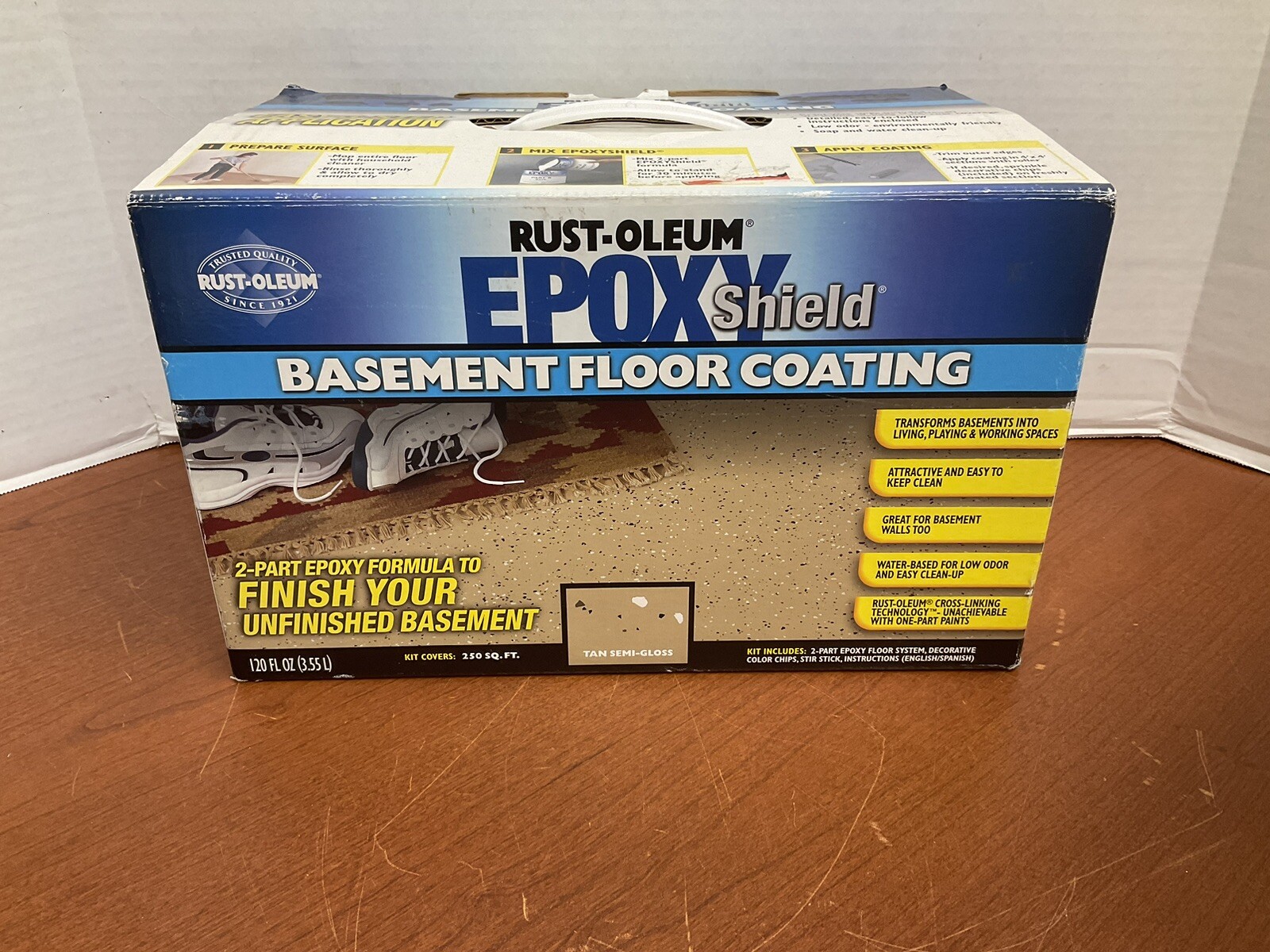 RUST-OLEUM EPOXYSHIELD 203008 Basement Floor Coating Kit, Tan, Satin