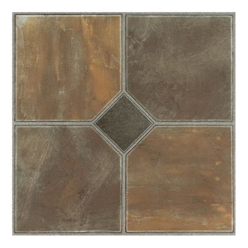 Thick Peel & Stick Vinyl Floor Tiles 20 Tiles/20 Sq. Ft. Rustic Slate 12″X12″