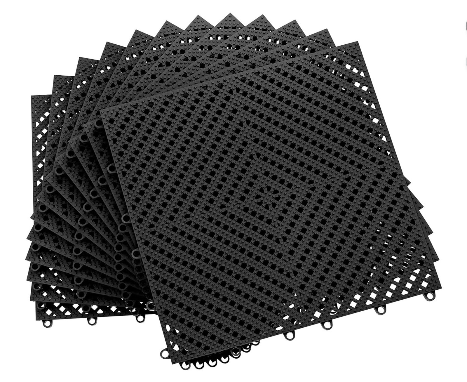 Jocoevol 36pc Black PVC Interlocking Drainage Floor Tiles 11.8″ Outdoor