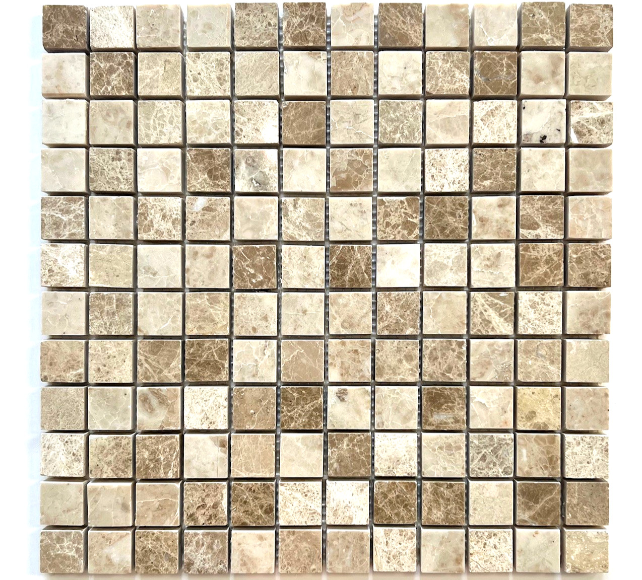 Emperador Light Beige Cappuccino mix 1×1 Polished Marble Wall Mosaic Tile