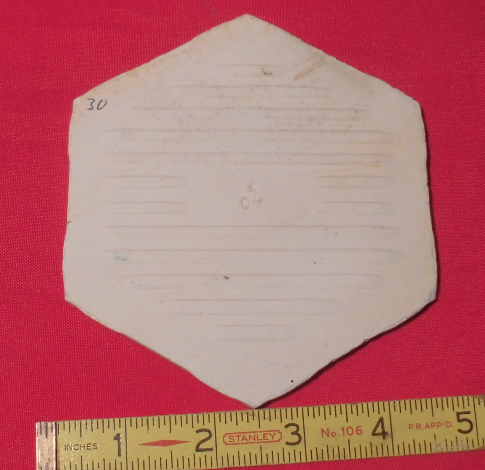 1 pc. Pearl #945 Ceramic 5″ Tile: Tuscany Glaze by American Olean, Hexagon, NOS