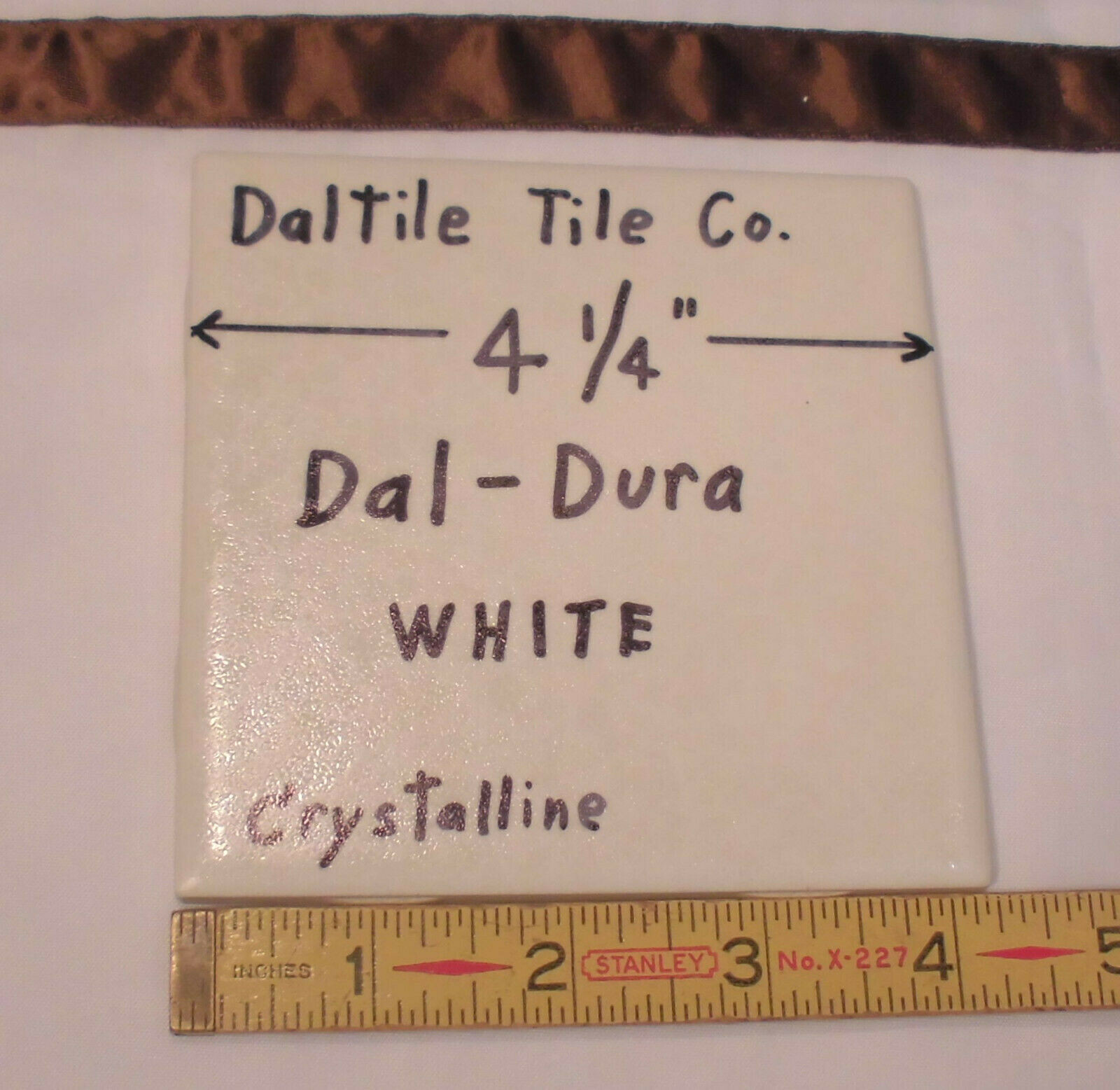 1 pc. *White* Ceramic Tile by Daltile 4-1/4″ Dal-Dura; Crystalline, Matte, New