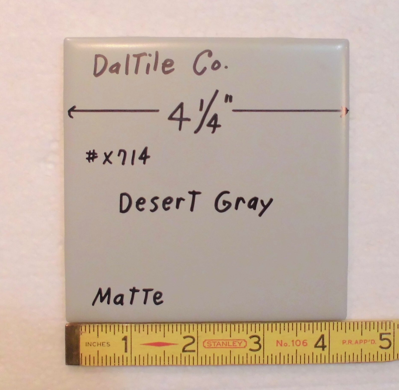 1 pc. Softer Matte Desert Gray: Ceramic Tile by Daltile… 4-1/4″ NEW