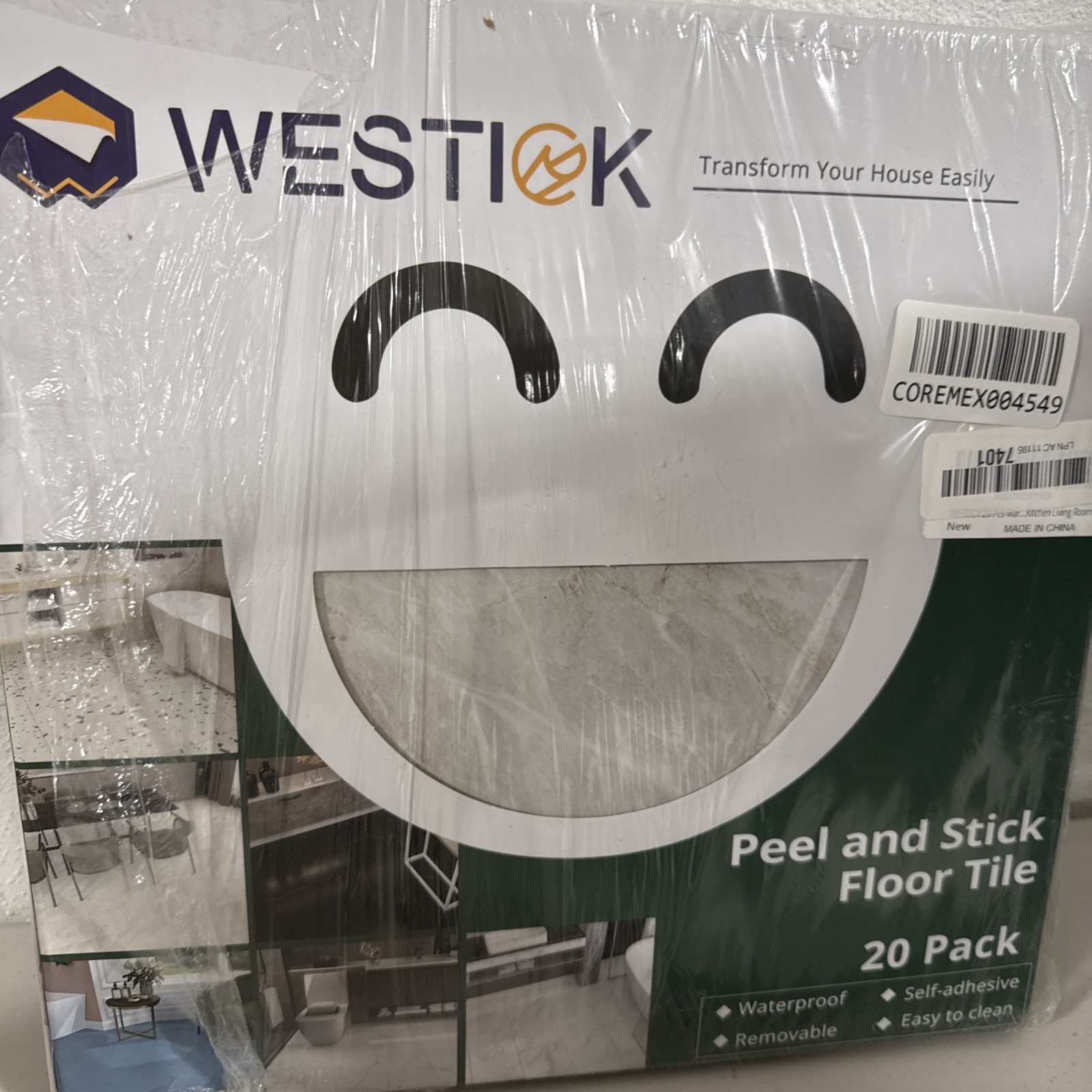 Classic Marbel Peel and Stick Vinyl Floor Tiles 20 Pack 12×12 inches