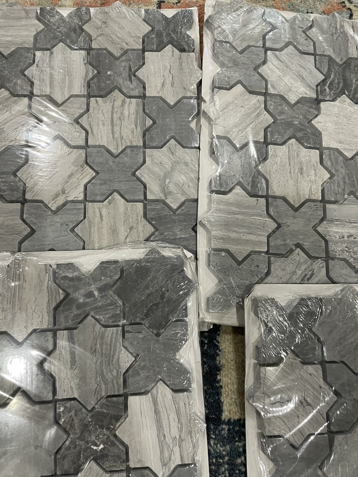 5X Sheets MSI Montague Blue Oak Polished Mosaic Marble Floor Wall Tile 0.97 Sqft