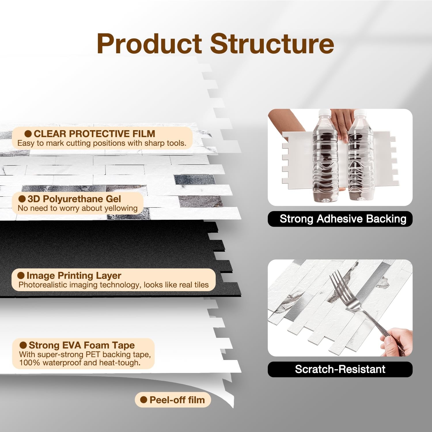 Peel and Stick Backsplash Tile Waterproof Removable PVC Wall Sticker 3D Faux …