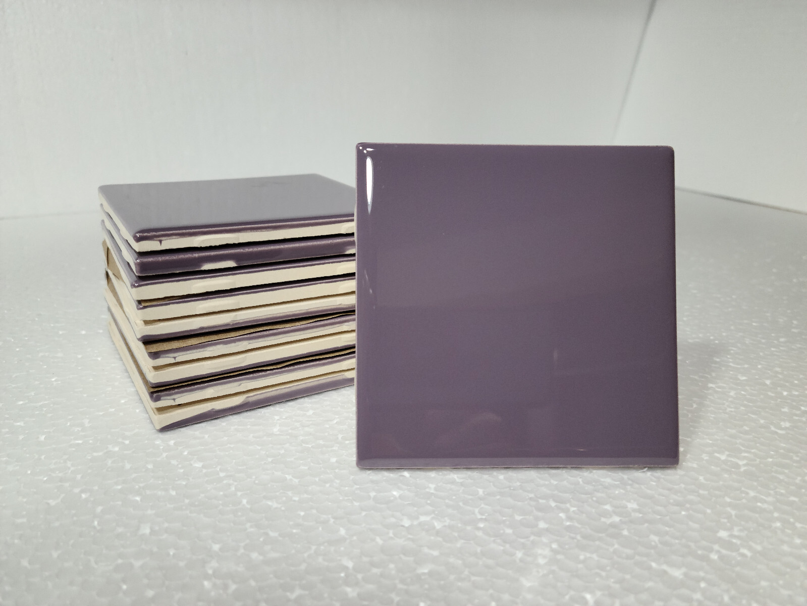 Purple Violet Ceramic Tile Shower Backsplash 4.25 in Subway Mid Century Modern