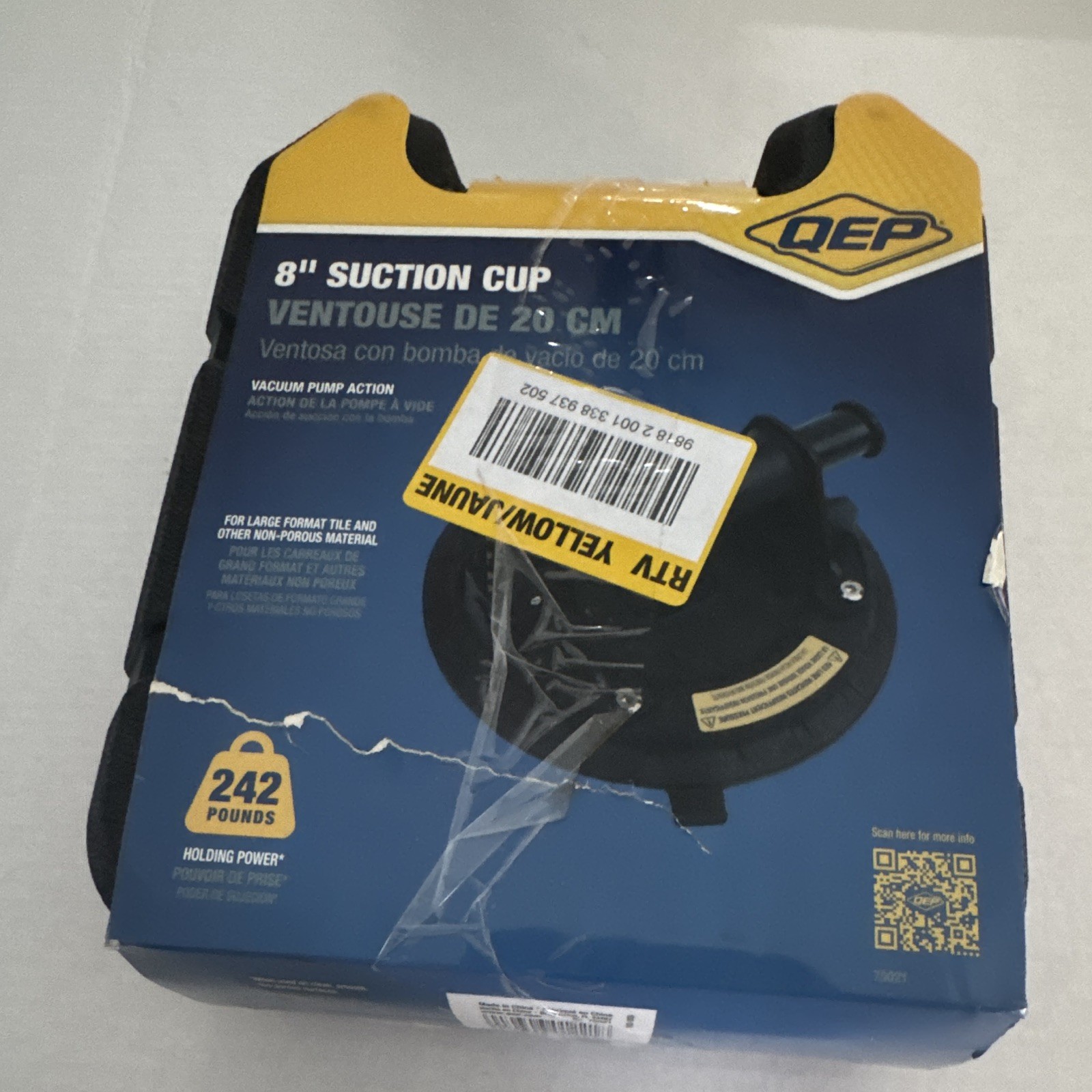 QEP 8 in Suction Cup Vacuum Pump Action Lifter, Black Rubber/Plastic