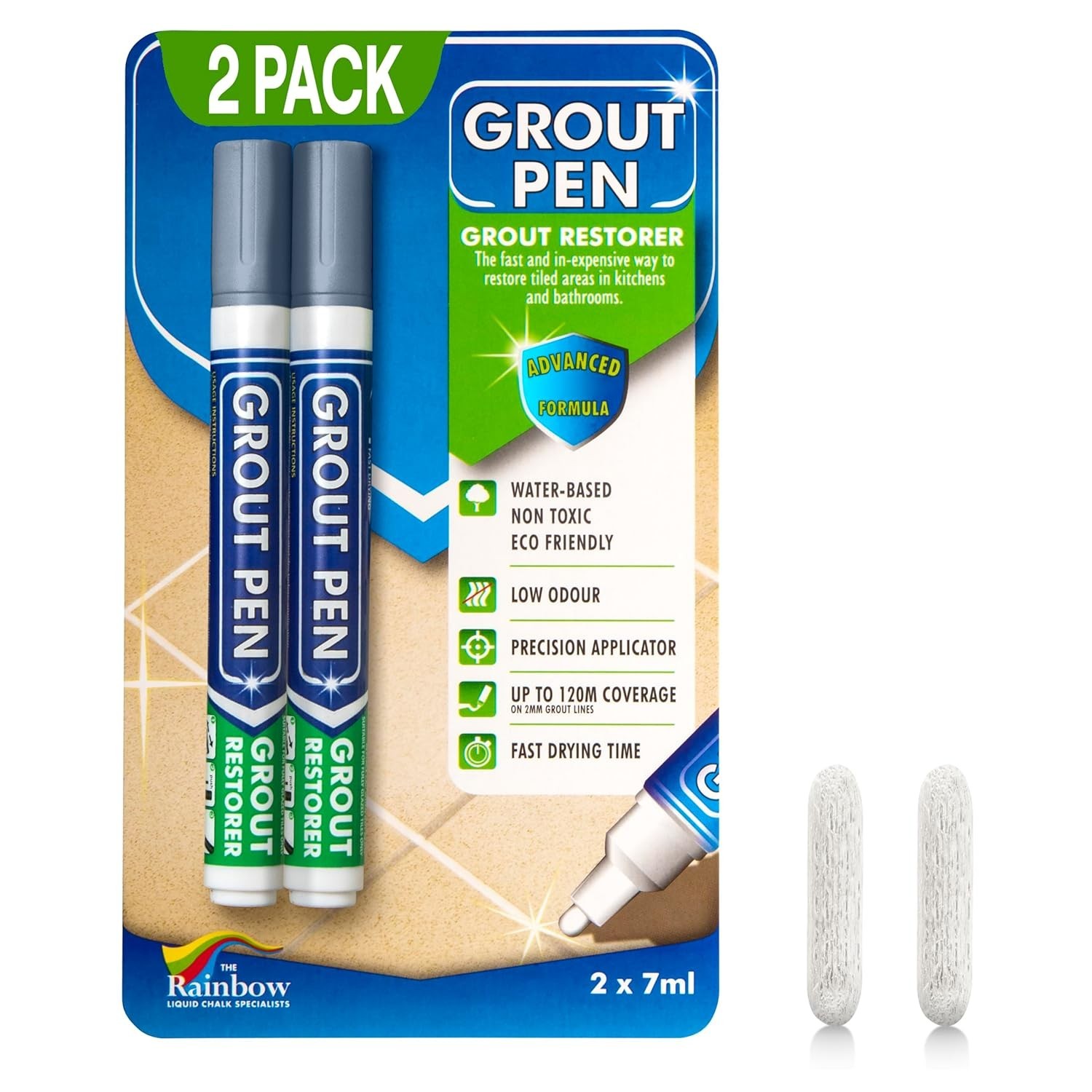Grout Pen Set for Grey Tile – Waterproof Colorant & Sealer, 5mm Tip, 2 Pack