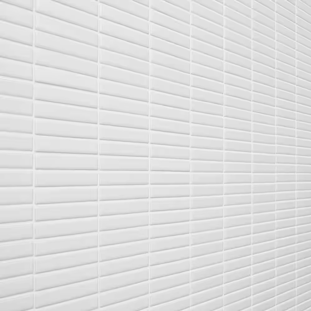 Motif Stacked White Matte 11.19 In. X 11.9 In. Porcelain Mosaic Floor and Wall T