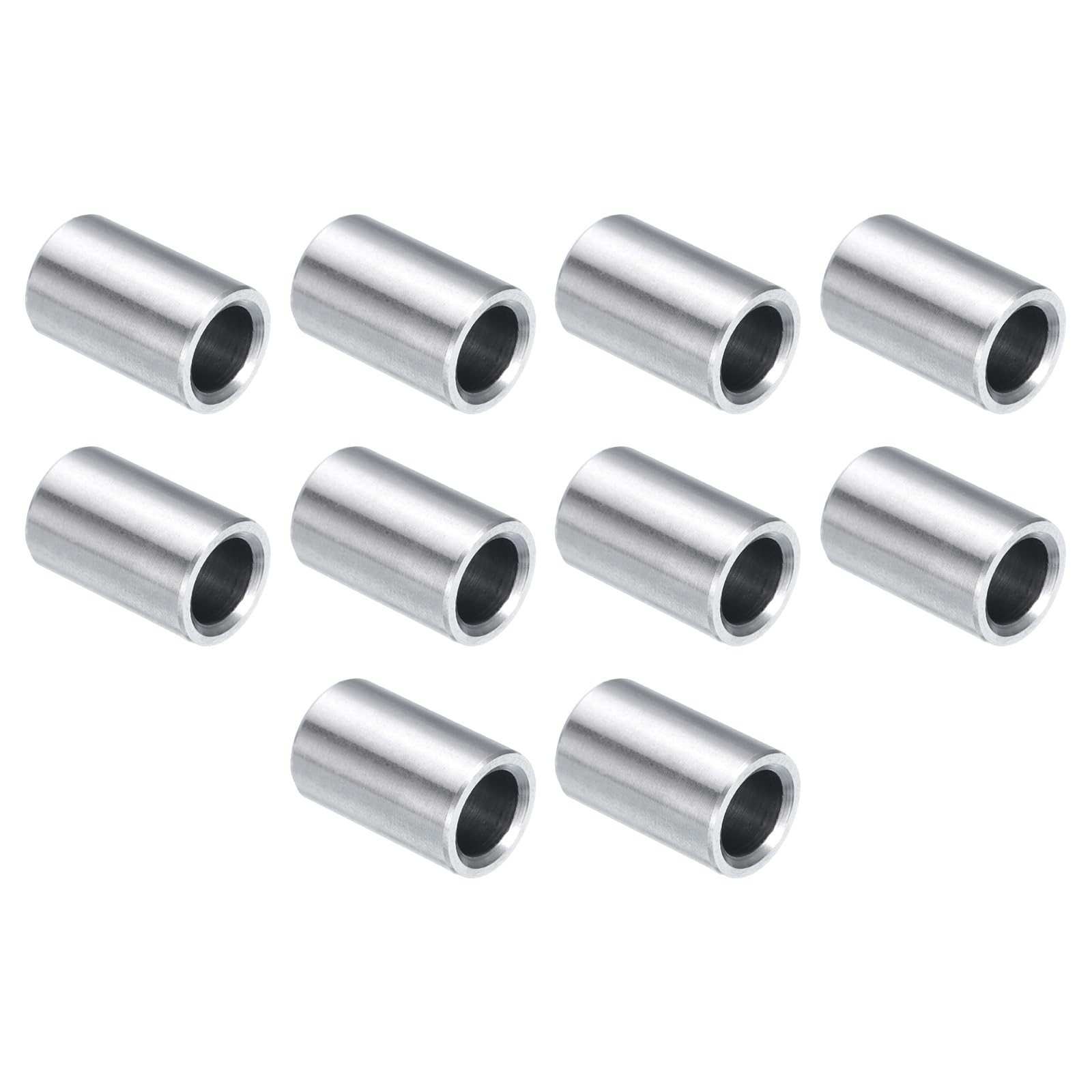 uxcell 10pcs Stainless Steel Spacer 1/4″ Bore x 3/8″ x 1/2″, Silver tone