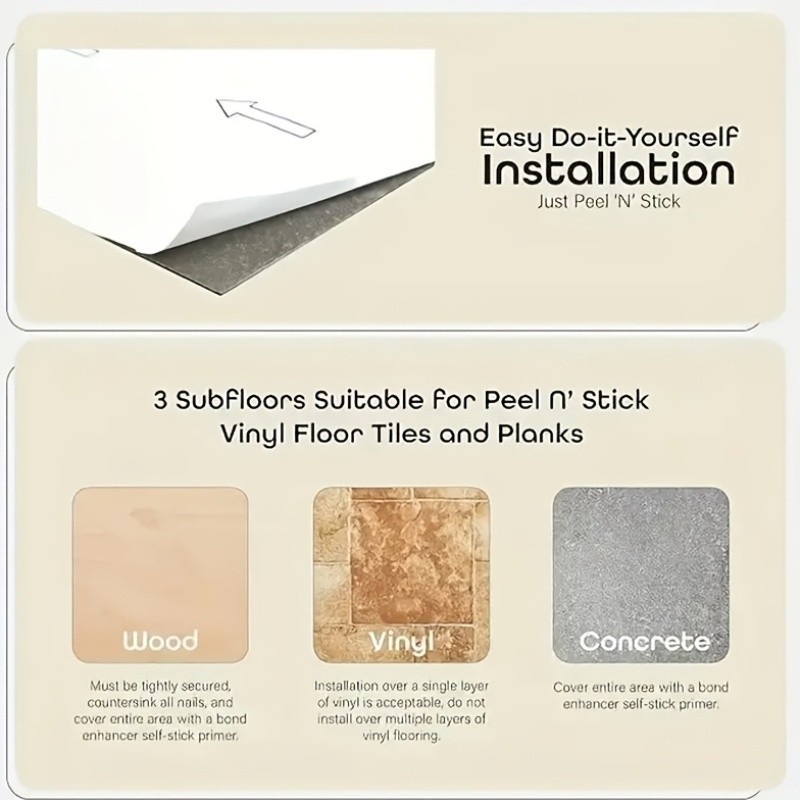 Luxury vinyl floor tiles, available in packs of 66 or 20, each measuring