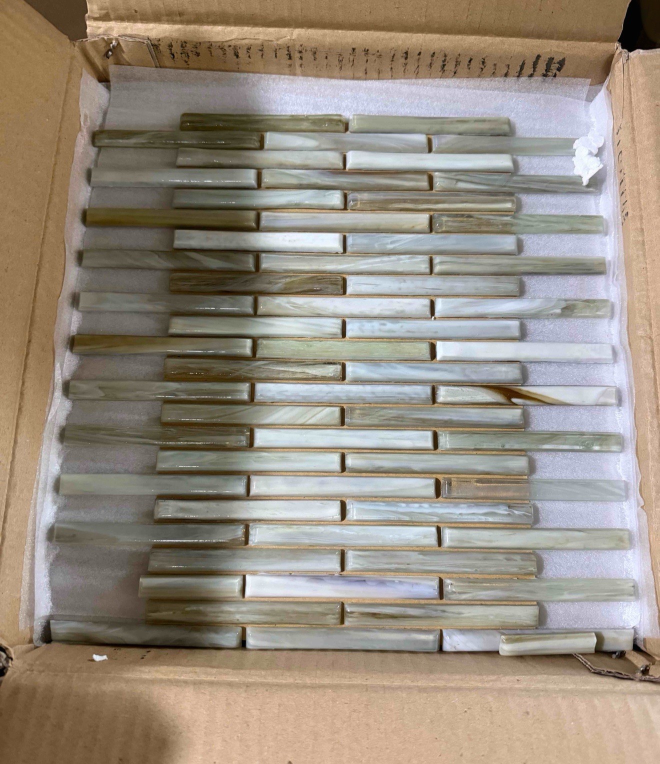 Lunada Bay Agate Vicenza Pearl Glass Mosaic Tile 1/2×4 Brick 5 Sq Ft Box New