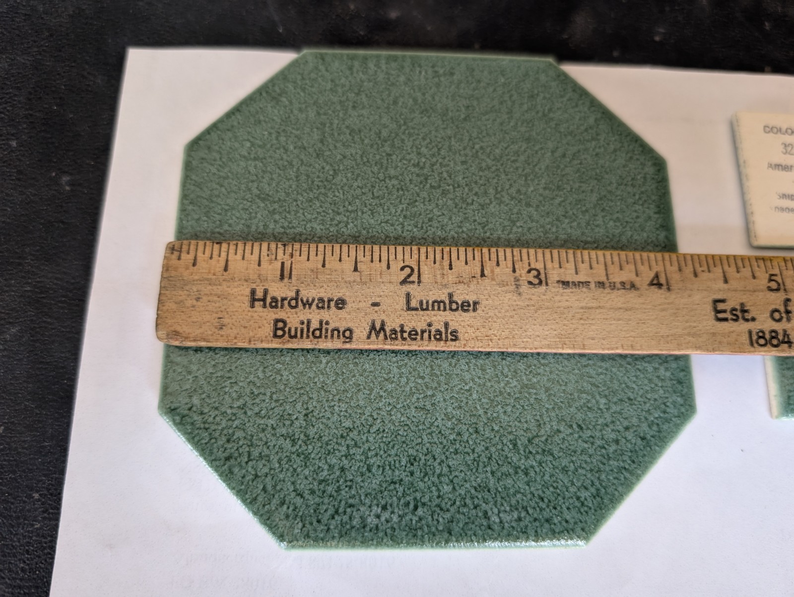 2 pcs American Olean Crystalline Green #325 Ceramic Tile 4-1/4″ Octagon 1950s