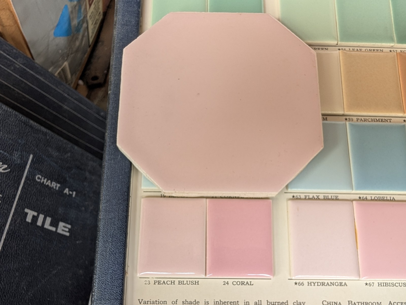 4 pcs American Olean Vintage Ceramic Tile 4 1/4″ Pink Blush Octagon #23 Glossy