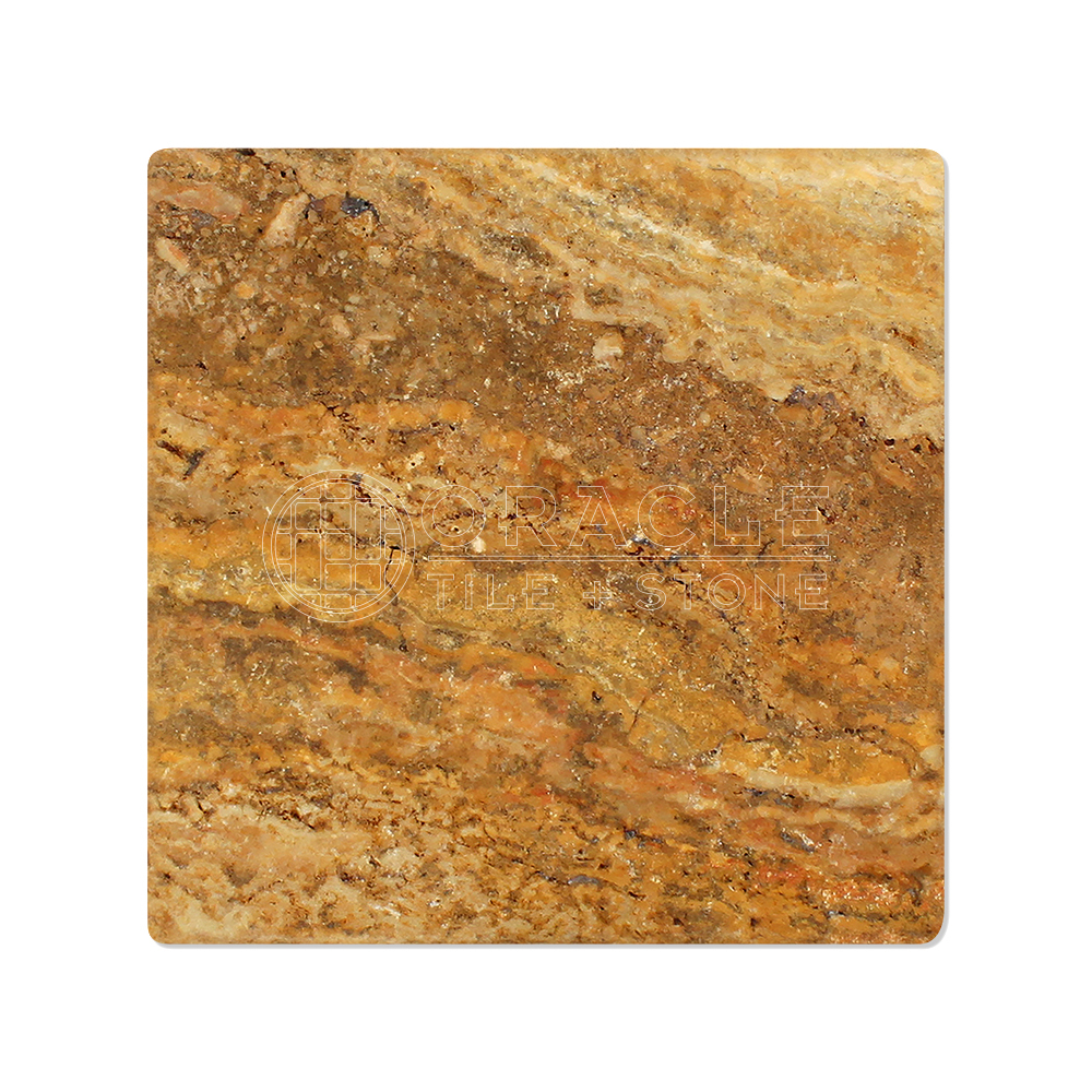 Scabos Travertine 12″ X 12″ Field Tile, Tumbled