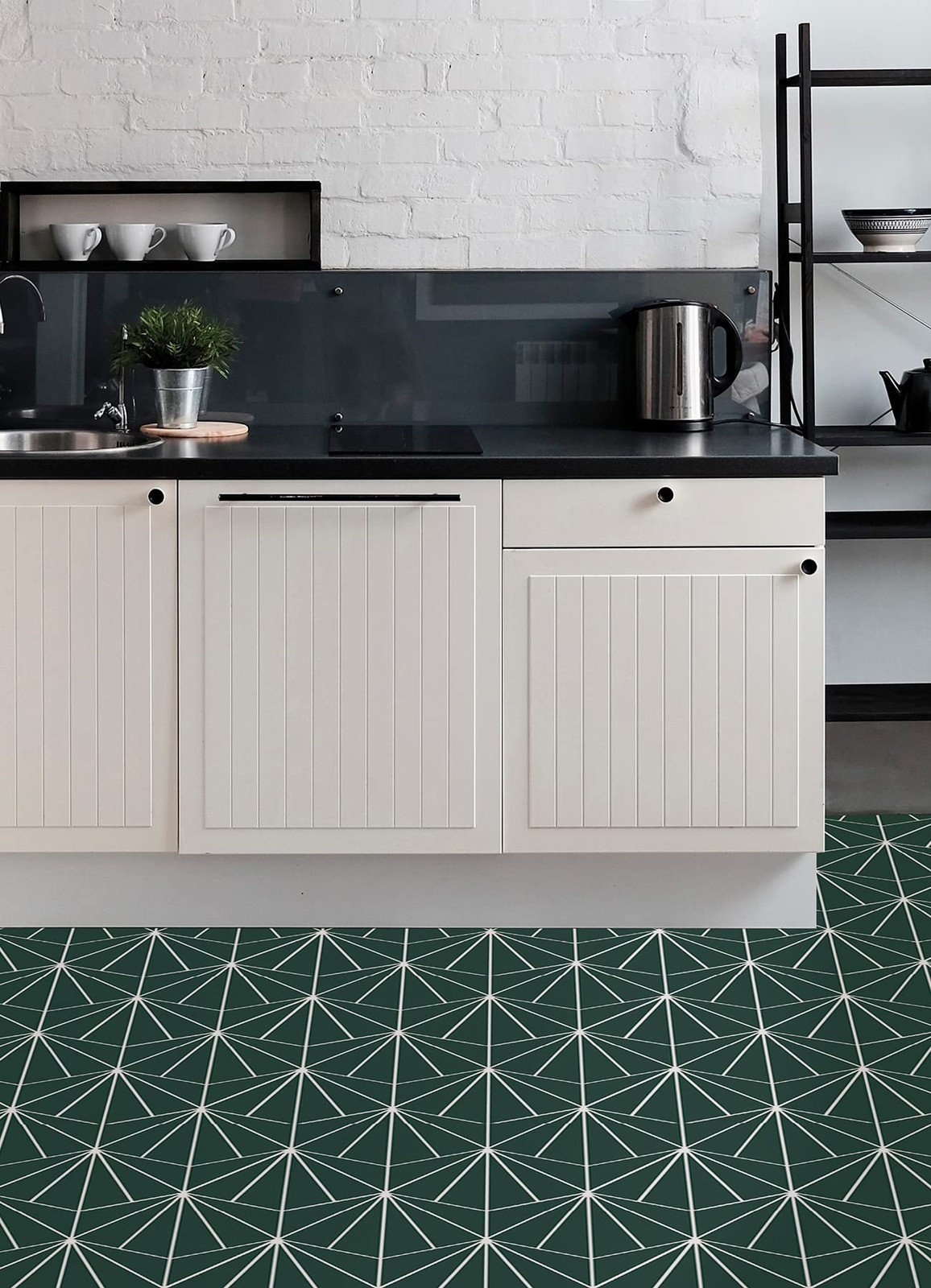 FloorPops Beryl Peel and Stick Floor Tiles, 12″L x 12″W x 0.06″T, Emerald