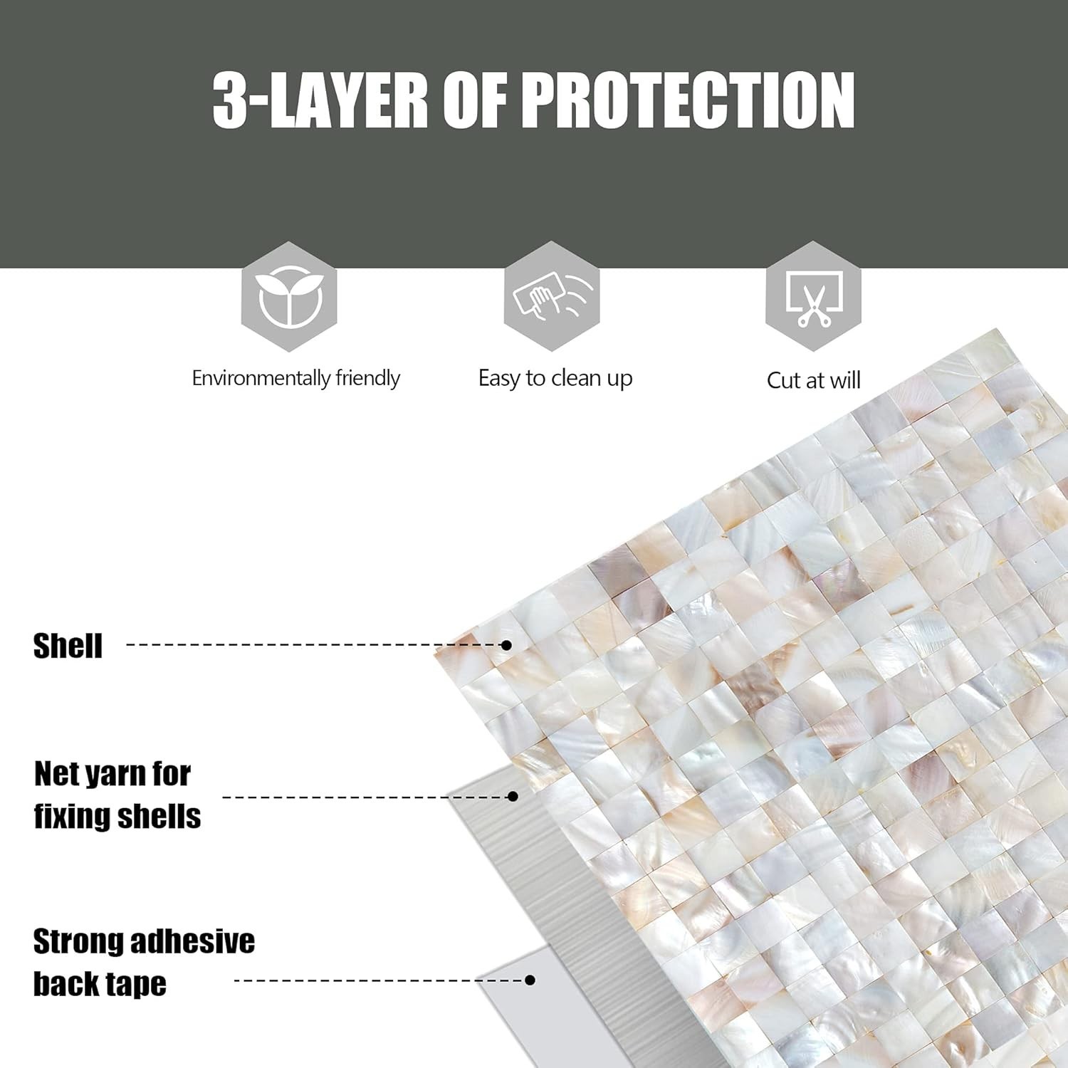 DIY-Friendly Mother of Pearl Mosaic Shell Tiles – Elegant Backsplash 12″ x 12″